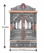 Home Pooja Wooden Mandir with Copper Oxidized Plated Puja Temple-22-Doors